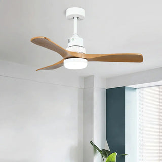 3 Solid Wood Blades  LED Modern Ceiling Fan with Light Zawala Image - 15