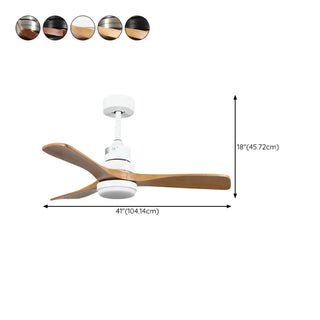 3 Solid Wood Blades  LED Modern Ceiling Fan with Light Zawala Image - 17