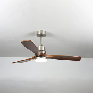 3 Solid Wood Blades  LED Modern Ceiling Fan with Light Zawala Image - 4