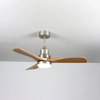 3 Solid Wood Blades  LED Modern Ceiling Fan with Light Zawala Image - 8