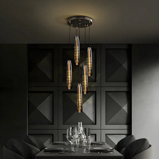 ZOWALA - Modern Balck Cylinder Crystal Dining Room Pendant Light Image - 1