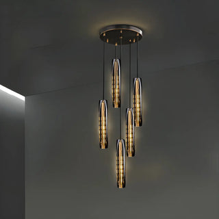 ZOWALA - Modern Balck Cylinder Crystal Dining Room Pendant Light Image - 10