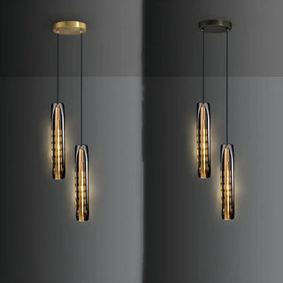 ZOWALA - Modern Balck Cylinder Crystal Dining Room Pendant Light Image - 15