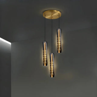 ZOWALA - Modern Balck Cylinder Crystal Dining Room Pendant Light Image - 17