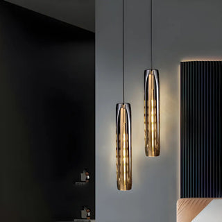 ZOWALA - Modern Balck Cylinder Crystal Dining Room Pendant Light Image - 2
