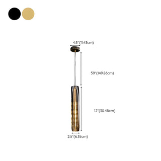 ZOWALA - Modern Balck Cylinder Crystal Dining Room Pendant Light #size