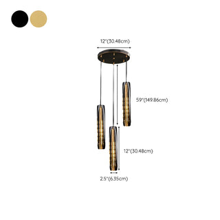 ZOWALA - Modern Balck Cylinder Crystal Dining Room Pendant Light Image - 28