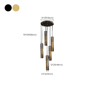 ZOWALA - Modern Balck Cylinder Crystal Dining Room Pendant Light Image - 29