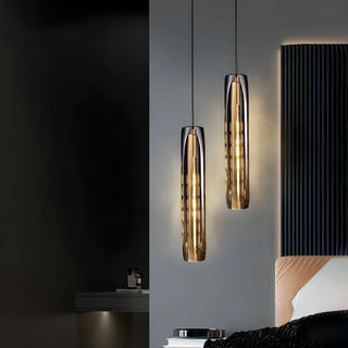ZOWALA - Modern Balck Cylinder Crystal Dining Room Pendant Light Image - 5
