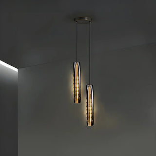 ZOWALA - Modern Balck Cylinder Crystal Dining Room Pendant Light Image - 6