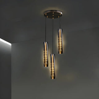 ZOWALA - Modern Balck Cylinder Crystal Dining Room Pendant Light Image - 8