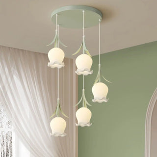 ZOWALA - Modern Multi Light Flower White Glass Pendant Light Image - 1