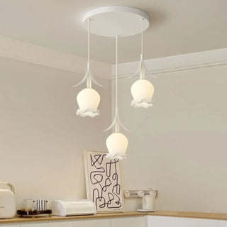 ZOWALA - Modern Multi Light Flower White Glass Pendant Light Image - 2