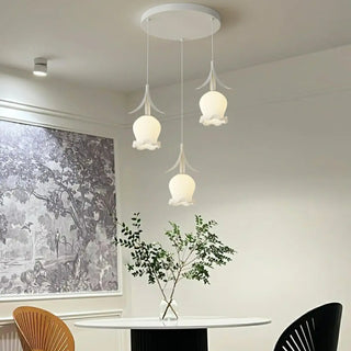 ZOWALA - Modern White Glass Flower Dining Room Pendant Light Image - 10