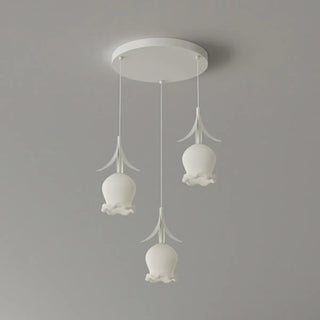 ZOWALA - Modern White Glass Flower Dining Room Pendant Light Image - 11