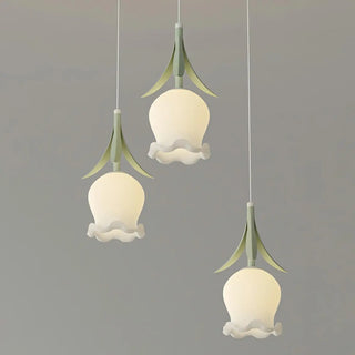 ZOWALA - Modern White Glass Flower Dining Room Pendant Light Image - 12