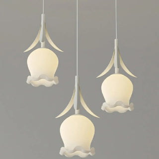 ZOWALA - Modern White Glass Flower Dining Room Pendant Light Image - 13