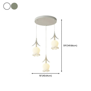 ZOWALA - Modern White Glass Flower Dining Room Pendant Light Image - 17