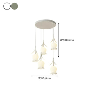 ZOWALA - Modern White Glass Flower Dining Room Pendant Light Image - 18