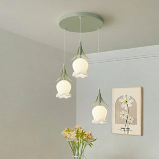 ZOWALA - Modern White Glass Flower Dining Room Pendant Light Image - 4