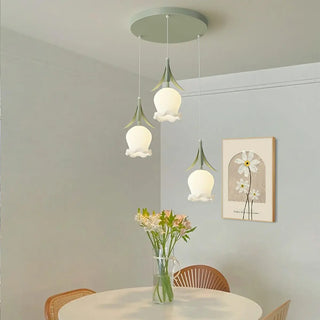 ZOWALA - Modern White Glass Flower Dining Room Pendant Light Image - 6