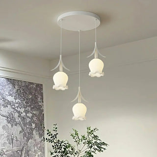 ZOWALA - Modern White Glass Flower Dining Room Pendant Light Image - 7