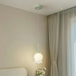 ZOWALA - Modern White Glass Flower Dining Room Pendant Light Image - 8