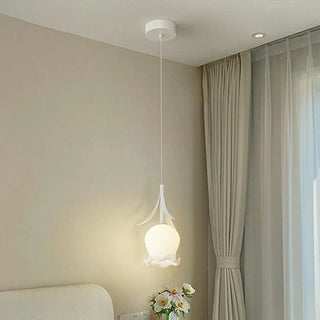 ZOWALA - Modern White Glass Flower Dining Room Pendant Light Image - 9