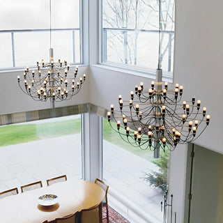 ZOWALA - Modern 5 Tiers Black Metal Starburst Chandelier Image - 2