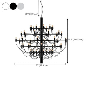 ZOWALA - Modern 5 Tiers Black Metal Starburst Chandelier Image - 20