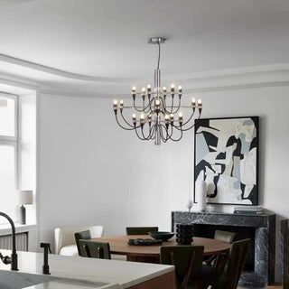 ZOWALA - Modern 5 Tiers Black Metal Starburst Chandelier Image - 3