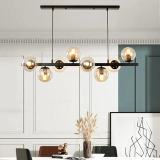 ZOWALA - Modern 8-Light Amber Globe Glass Island Light Image - 1