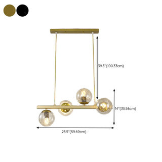 ZOWALA - Modern 8-Light Amber Globe Glass Island Light #size