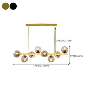 ZOWALA - Modern 8-Light Amber Globe Glass Island Light Image - 15