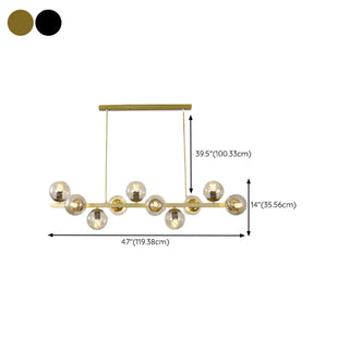 ZOWALA - Modern 8-Light Amber Globe Glass Island Light Image - 16
