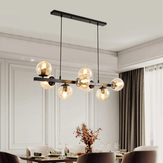 ZOWALA - Modern 8-Light Amber Globe Glass Island Light Image - 7