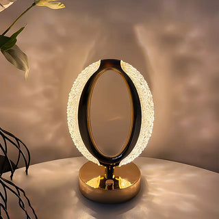 Stylish Simple Crystal Finish Oval Metal Table Lamp Zawala Image - 1