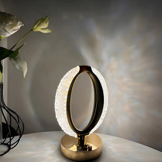 Stylish Simple Crystal Finish Oval Metal Table Lamp Zawala Image - 2