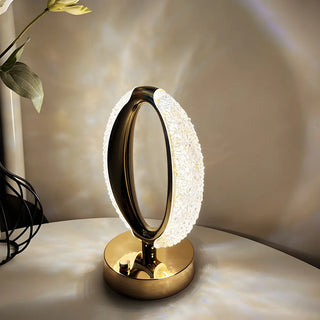 Stylish Simple Crystal Finish Oval Metal Table Lamp Zawala Image - 3