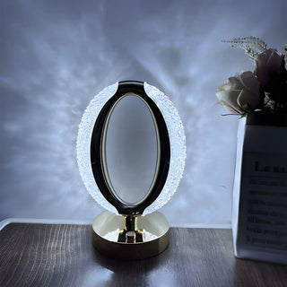 Stylish Simple Crystal Finish Oval Metal Table Lamp Zawala Image - 4