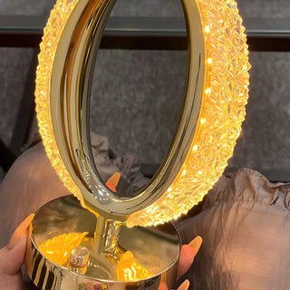 Stylish Simple Crystal Finish Oval Metal Table Lamp Zawala Image - 6