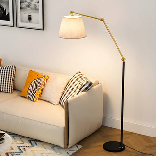 Adjustable Barrel Modern Black and Gold Floor Lamp Zawala Image - 1