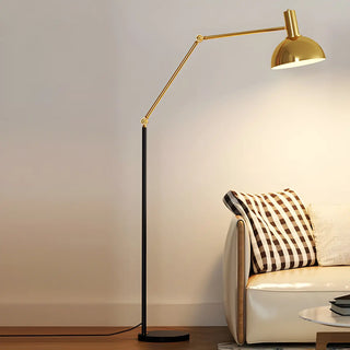 Adjustable Barrel Modern Black and Gold Floor Lamp Zawala Image - 3
