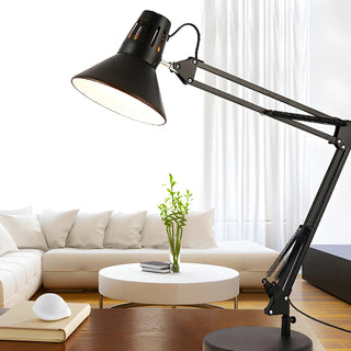Simple Black Adjustable Metal Arm Study Table Lamp Zawala Image - 2