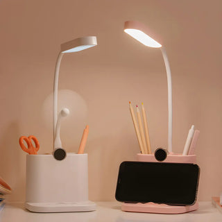 Modern Adjustable Plastic Table Lamp with USB Pink/White Zawala Image - 1