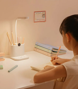 Modern Adjustable Plastic Table Lamp with USB Pink/White Zawala Image - 8