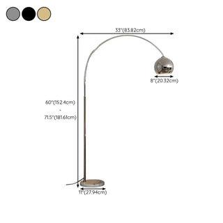 Modern Adjustable Chrome Dome LED Arc Floor Lamp Zawala #size