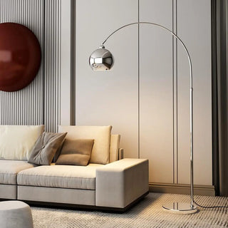 Adjustable Dome Modern Sliver Arched Floor Lamp Zawala Image - 1