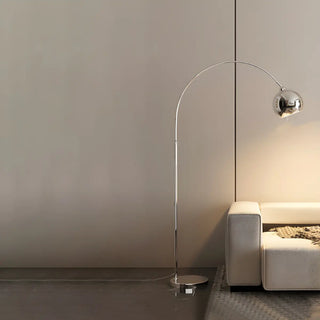Adjustable Dome Modern Sliver Arched Floor Lamp Zawala Image - 3