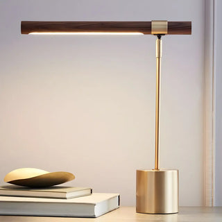 Living Room Modern Brown Linear Metal Table Lamp Zawala Image - 3